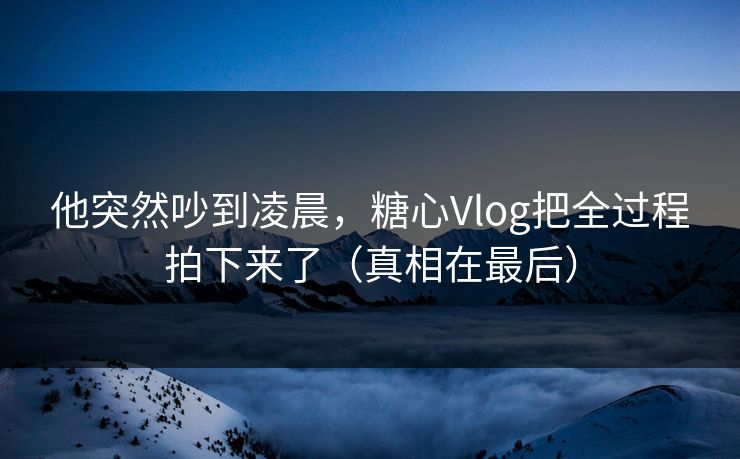 他突然吵到凌晨，糖心Vlog把全过程拍下来了（真相在最后）