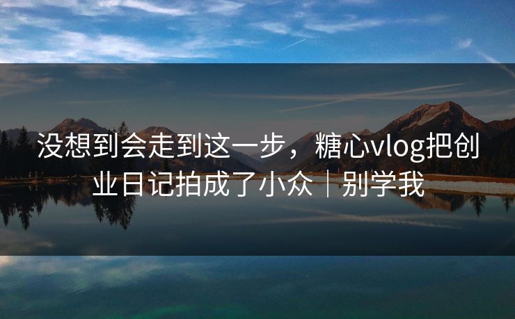没想到会走到这一步，糖心vlog把创业日记拍成了小众｜别学我