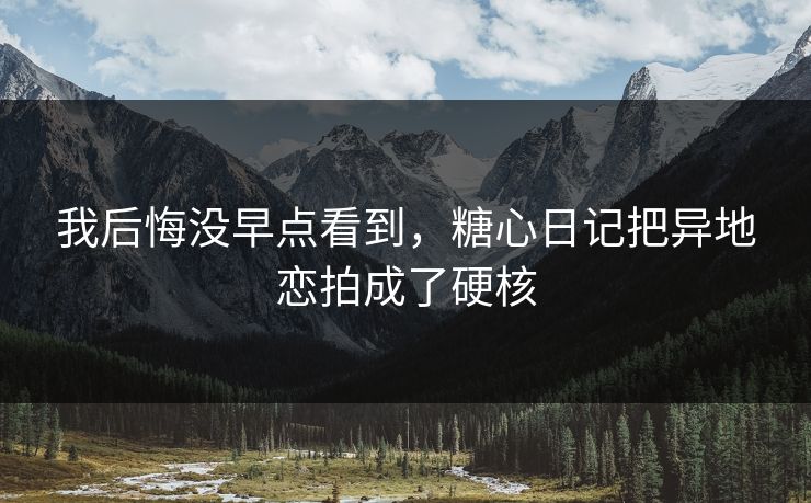 我后悔没早点看到，糖心日记把异地恋拍成了硬核