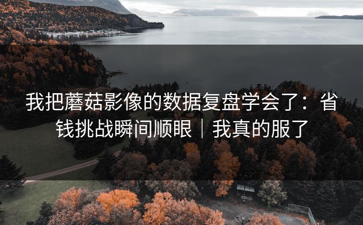 我把蘑菇影像的数据复盘学会了：省钱挑战瞬间顺眼｜我真的服了