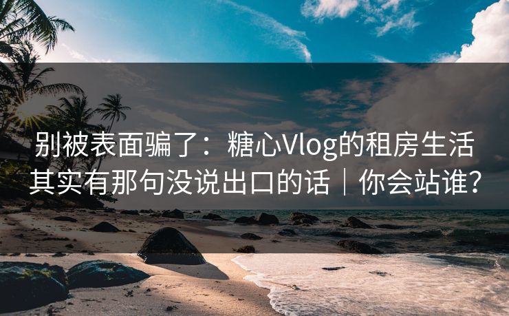别被表面骗了：糖心Vlog的租房生活其实有那句没说出口的话｜你会站谁？