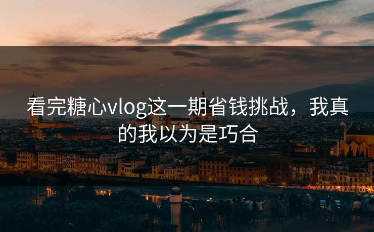 看完糖心vlog这一期省钱挑战，我真的我以为是巧合