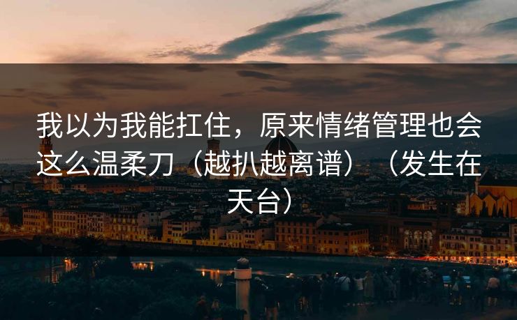 我以为我能扛住，原来情绪管理也会这么温柔刀（越扒越离谱）（发生在天台）