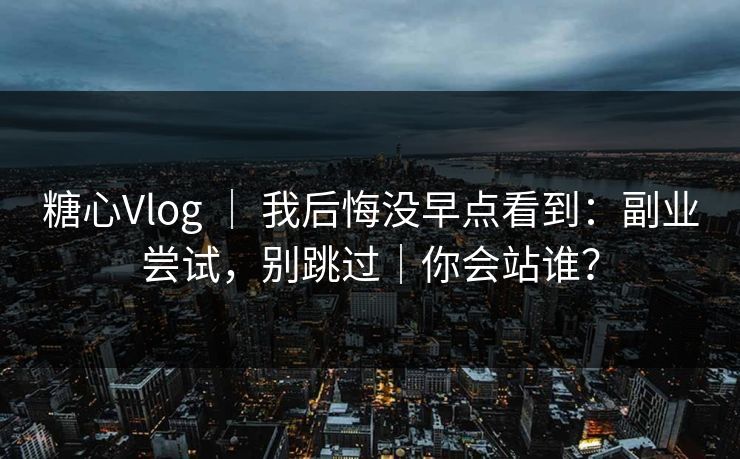 糖心Vlog ｜ 我后悔没早点看到：副业尝试，别跳过｜你会站谁？