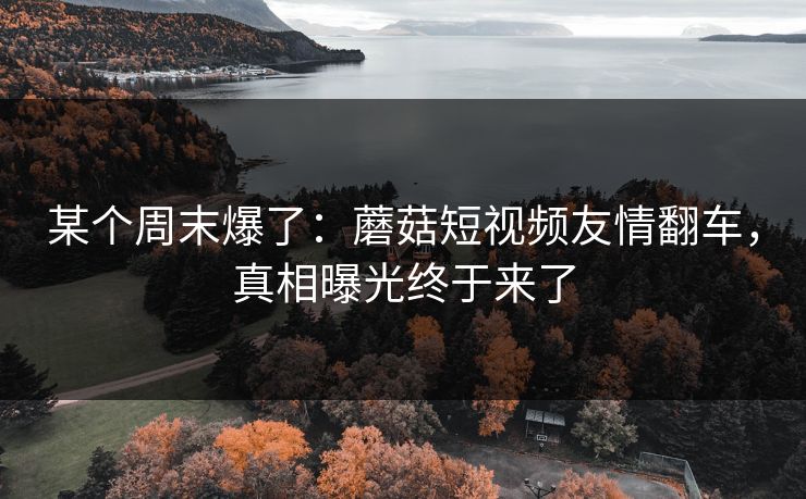 某个周末爆了：蘑菇短视频友情翻车，真相曝光终于来了