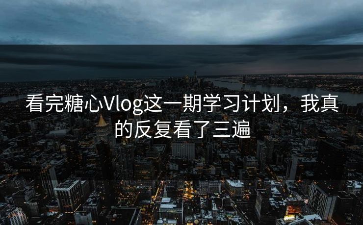 看完糖心Vlog这一期学习计划，我真的反复看了三遍