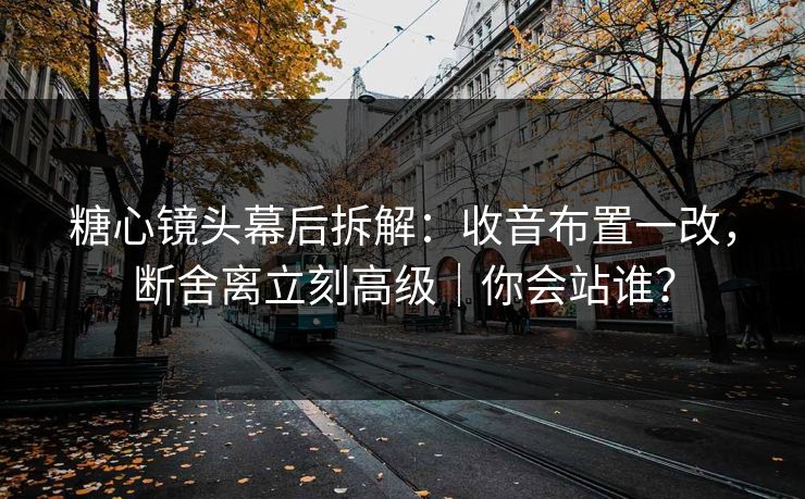糖心镜头幕后拆解：收音布置一改，断舍离立刻高级｜你会站谁？