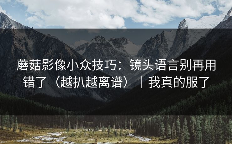 蘑菇影像小众技巧：镜头语言别再用错了（越扒越离谱）｜我真的服了