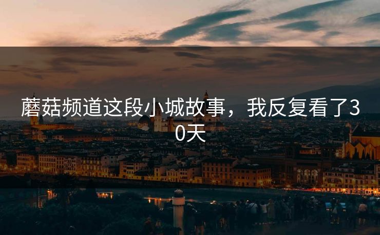 蘑菇频道这段小城故事，我反复看了30天