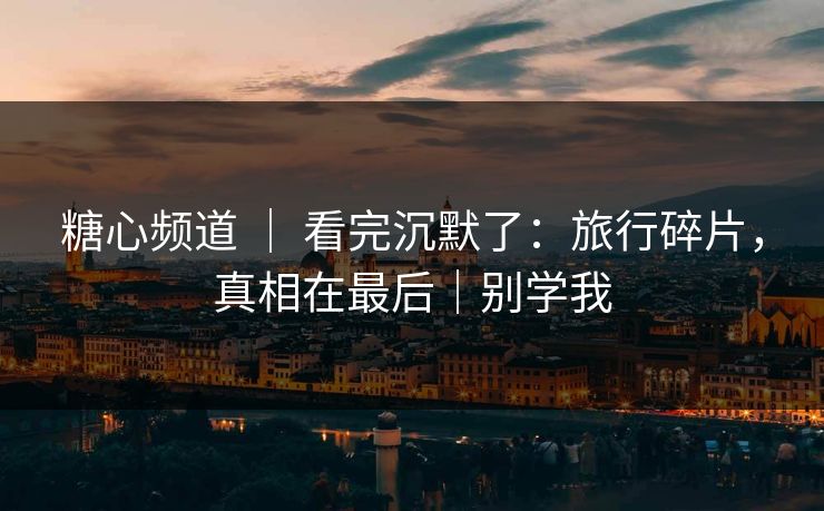 糖心频道 ｜ 看完沉默了：旅行碎片，真相在最后｜别学我