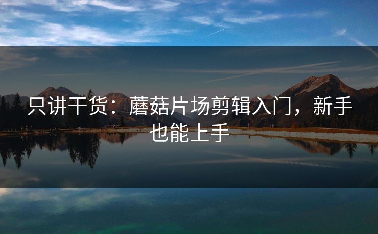 只讲干货：蘑菇片场剪辑入门，新手也能上手